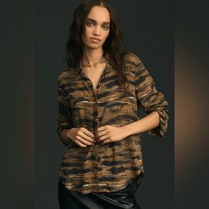 Cloth & Stone Brown and Black Button Down Shirt size medium